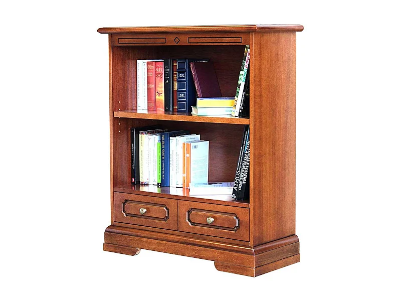 Klassisches Buecherregal mit Schublade in Nussbaumfarben teilmassiv