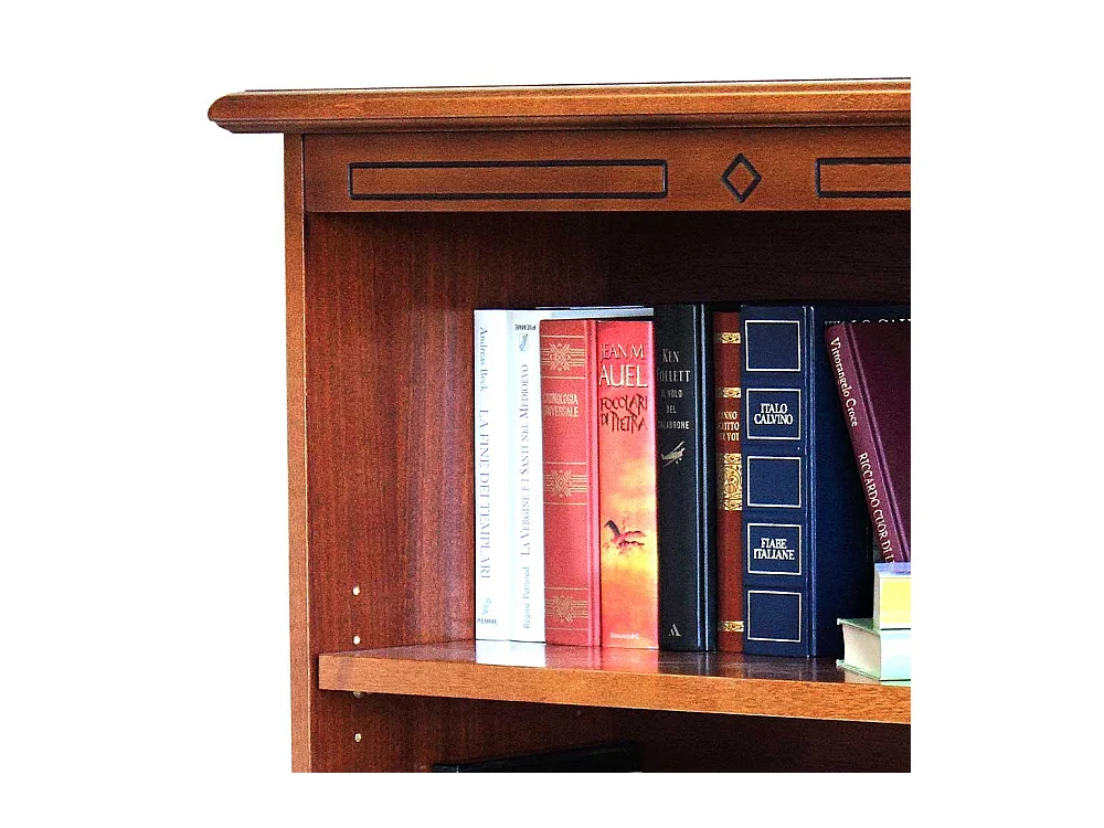Klassisches Buecherregal mit Schublade in Nussbaumfarben teilmassiv