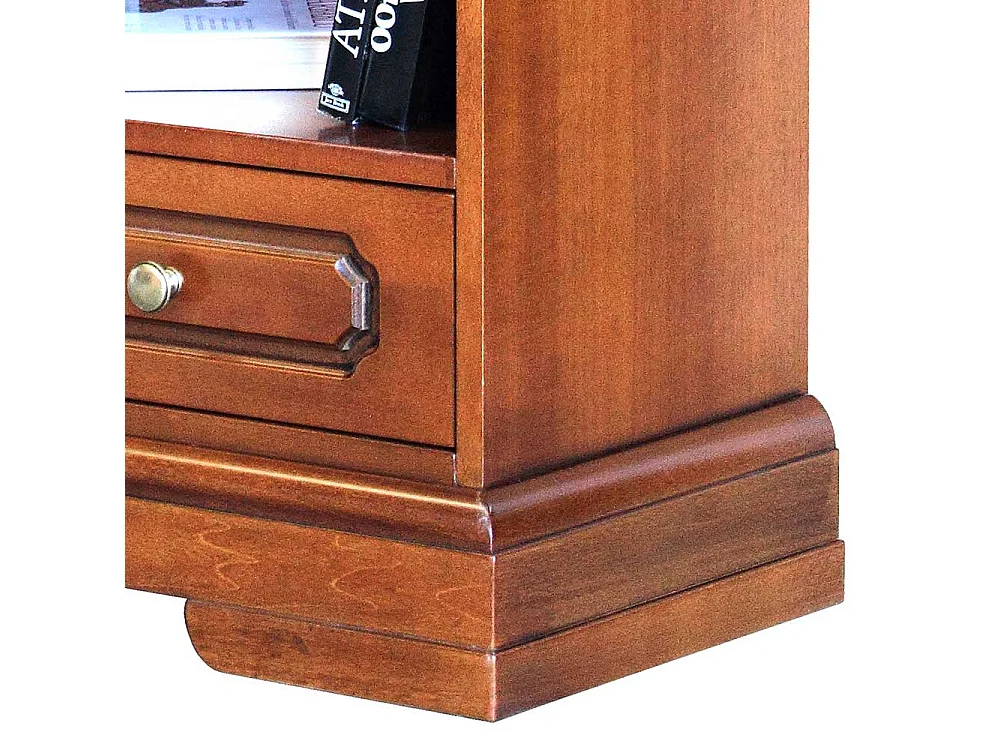 Klassisches Buecherregal mit Schublade in Nussbaumfarben teilmassiv