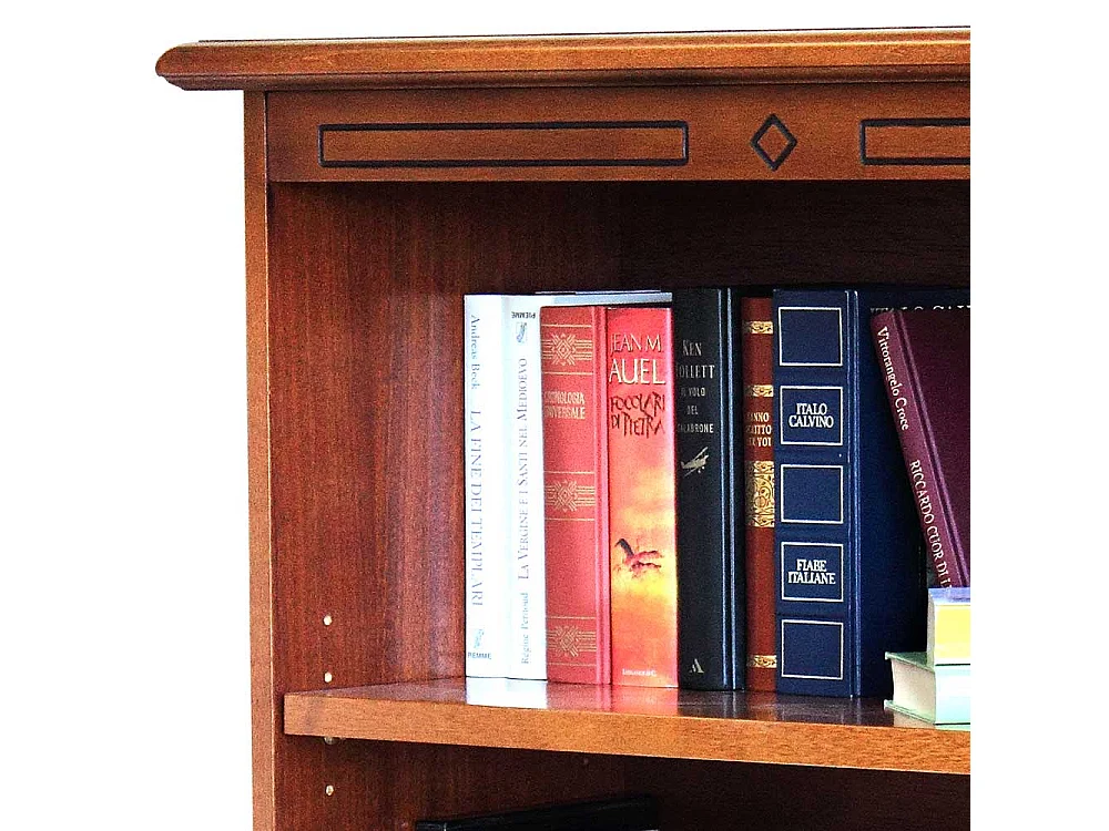 Klassisches Buecherregal mit Schublade in Nussbaumfarben teilmassiv