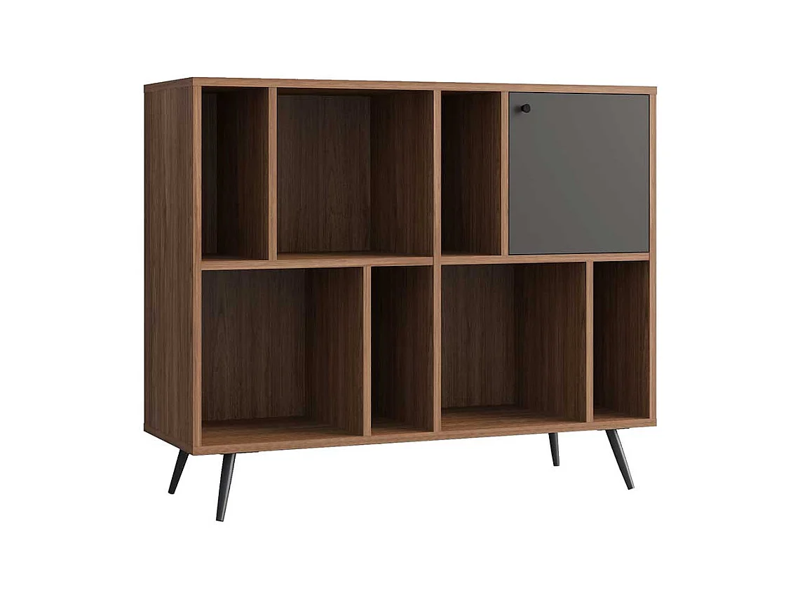 Esszimmerregal in Walnussfarben und Grau 1 türig