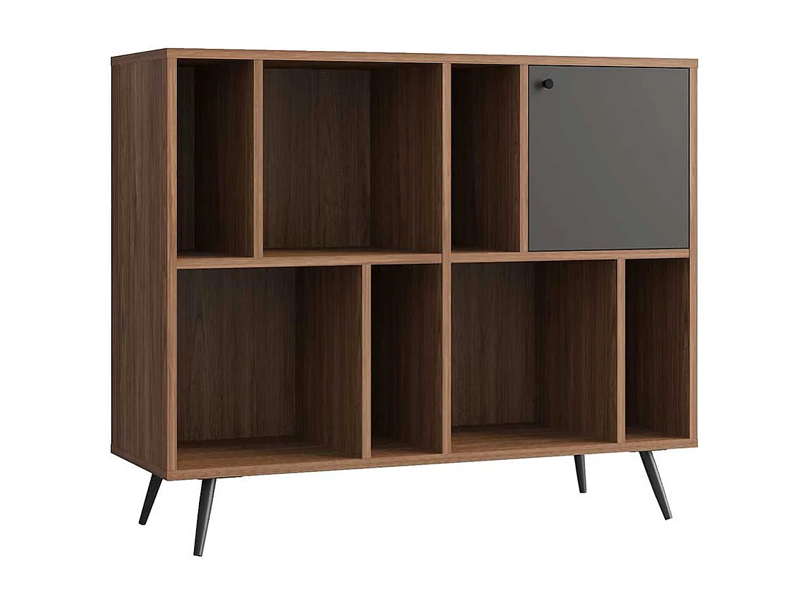 Esszimmerregal in Walnussfarben und Grau 1 türig