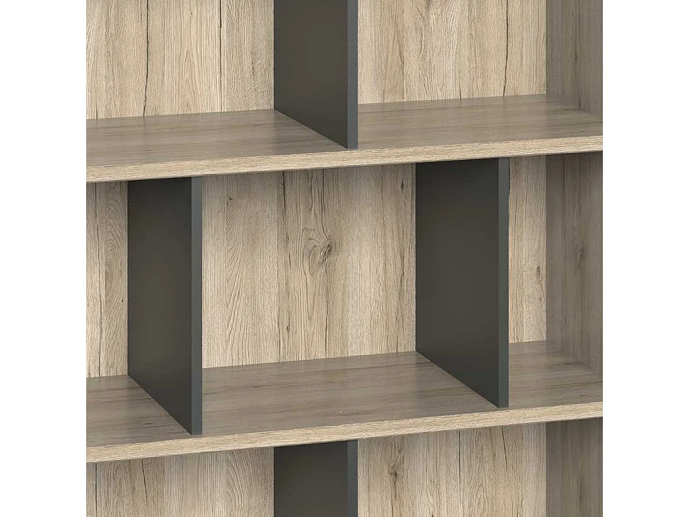 Wohnzimmerregal in Dunkelgrau Eiche San Remo Holzoptik