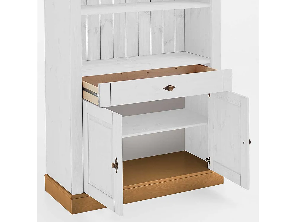 Regal in Weiß Kiefer teilmassiv Landhausstil