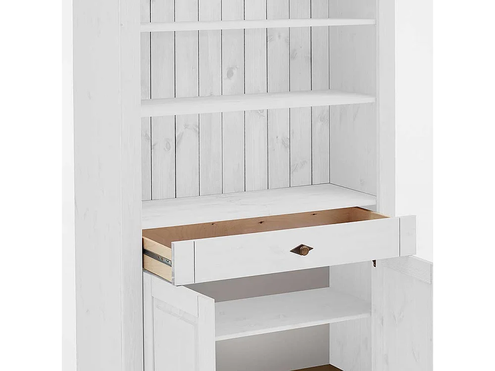 Regal in Weiß Kiefer teilmassiv Landhausstil