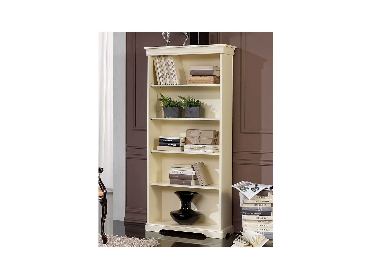 Vintage Bücherregal in Weiß 179 cm hoch - 85 cm breit