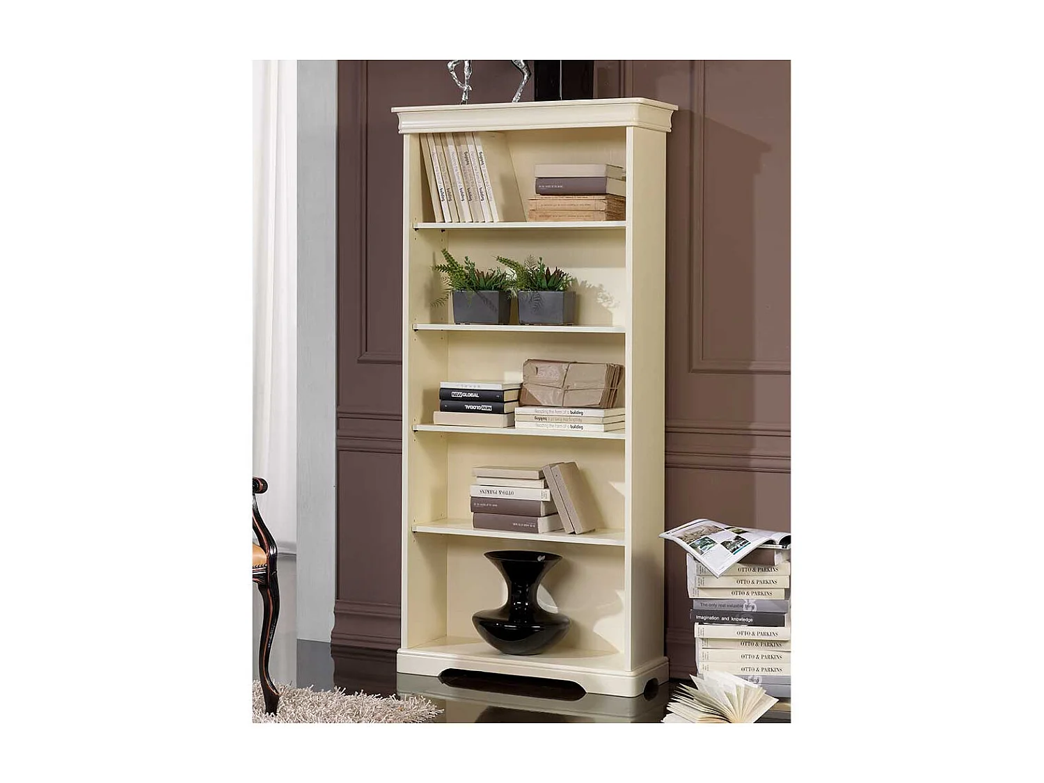 Vintage Bücherregal in Weiß 179 cm hoch - 85 cm breit