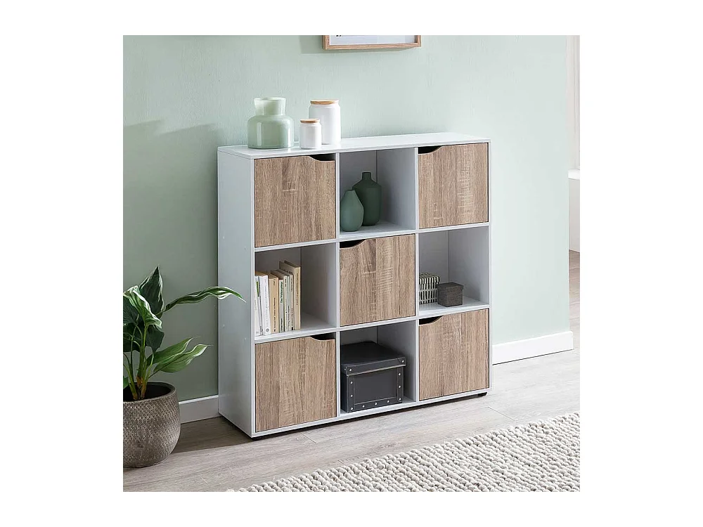 Bücherregal in Weiß und Eiche Sonoma 5 Türen