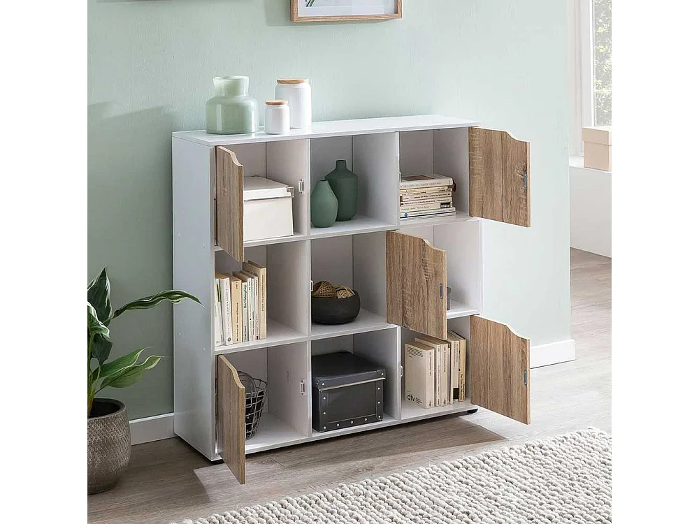Bücherregal in Weiß und Eiche Sonoma 5 Türen
