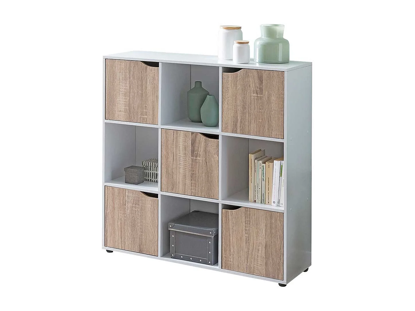 Bücherregal in Weiß und Eiche Sonoma 5 Türen