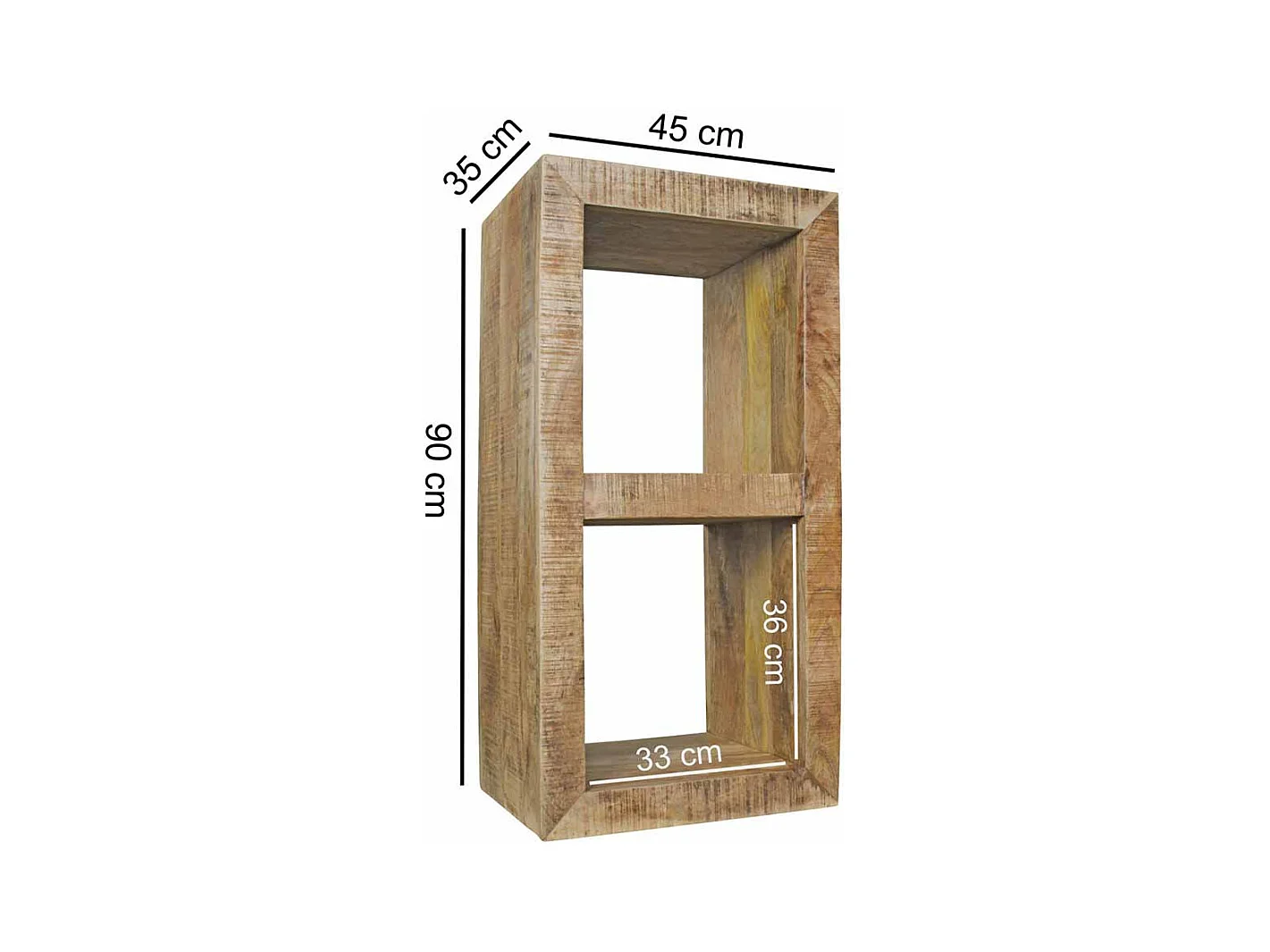 Standregal aus Mangobaum Massivholz 90 cm hoch