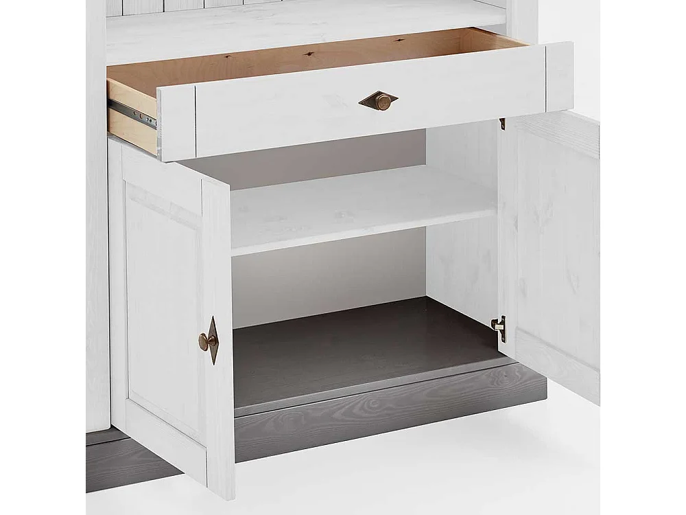 Holz Regal in Weiß und Grau Kiefer teilmassiv