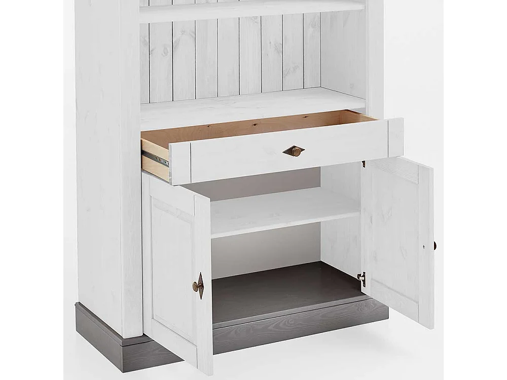 Holz Regal in Weiß und Grau Kiefer teilmassiv