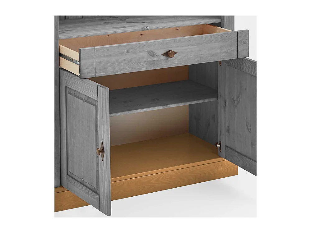 Regal in Grau Kiefer teilmassiv 2-türig