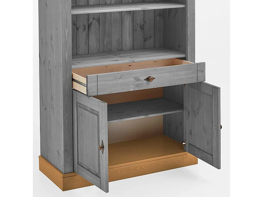 Regal in Grau Kiefer teilmassiv 2-türig