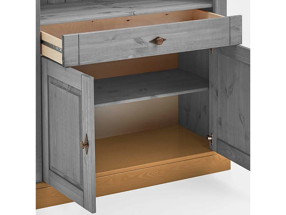 Regal in Grau Kiefer teilmassiv 2-türig