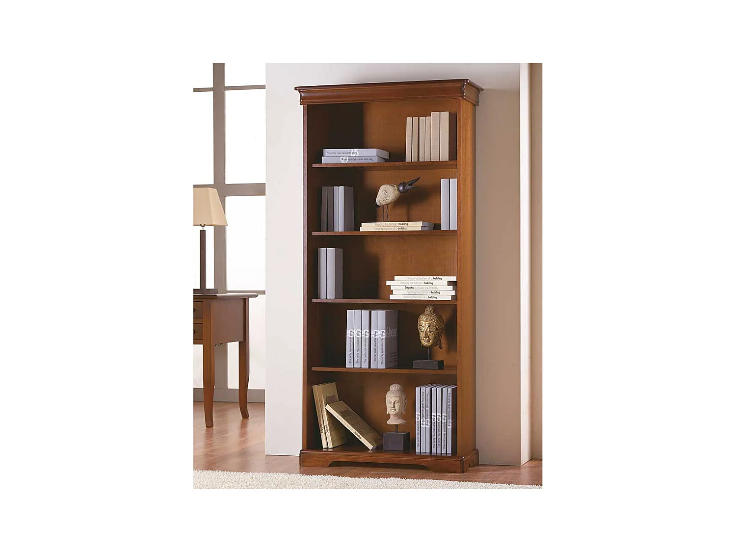 Klassisches Buch Regal in Nussbaumfarben 179 cm hoch - 32 cm tief