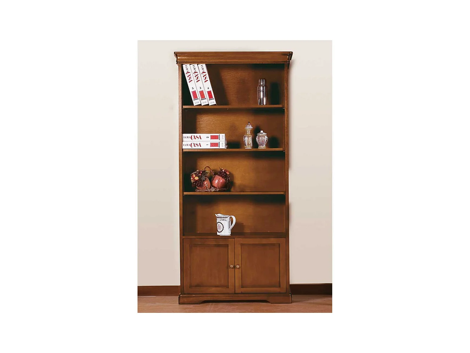 Bücherregal Luigi Filippo Stil in Nussbaumfarben 179 cm hoch