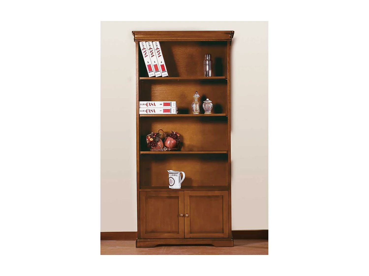 Bücherregal Luigi Filippo Stil in Nussbaumfarben 179 cm hoch