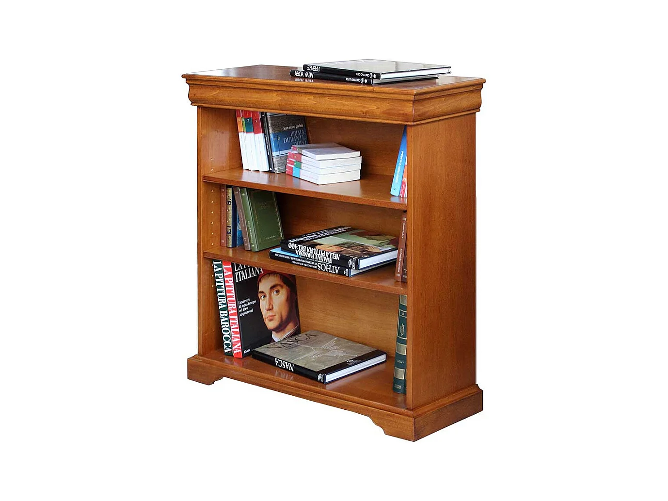 Klassisches Buchregal in Nussbaumfarben 92 cm hoch - 83 cm breit