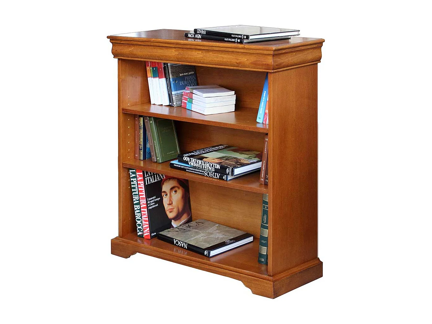 Klassisches Buchregal in Nussbaumfarben 92 cm hoch - 83 cm breit