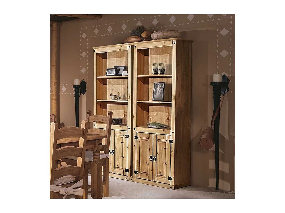 Esszimmerregal aus Kiefer Massivholz Honigfarben Landhausstil