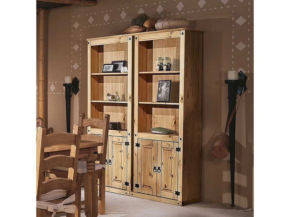 Esszimmerregal aus Kiefer Massivholz Honigfarben Landhausstil