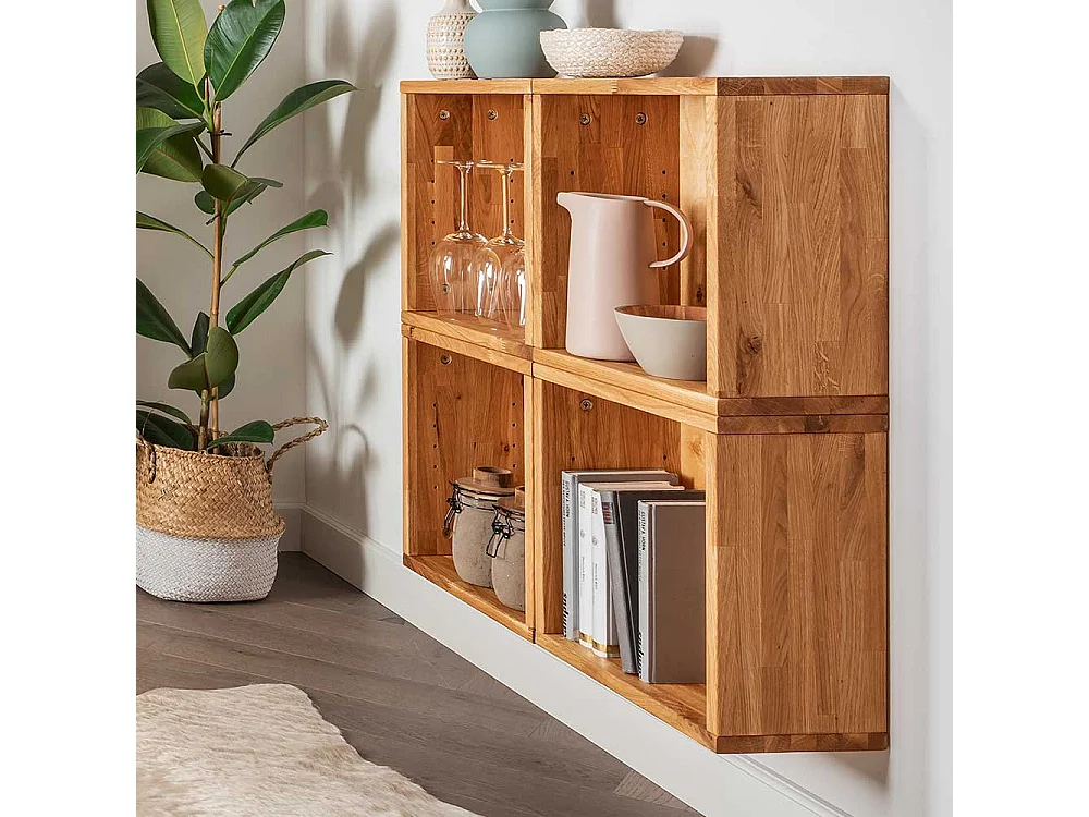 Massivholz Regalwürfel aus Wildeiche geölt 38x38 cm