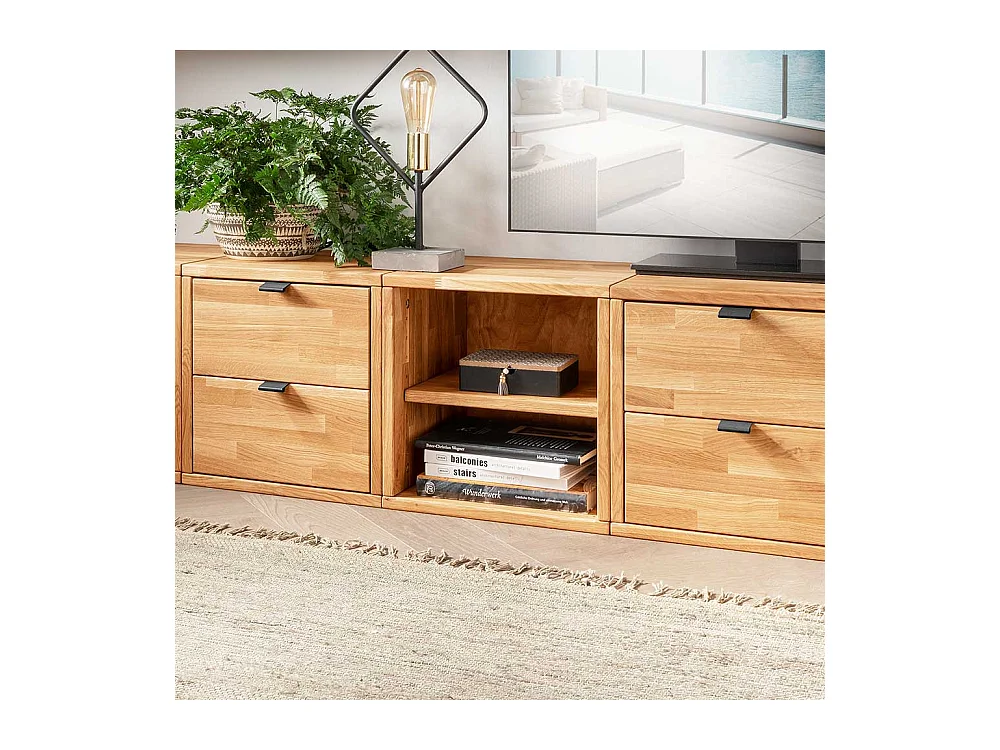 Regalwürfel mit Einlegeboden aus Wildeiche Massivholz 38x38 cm