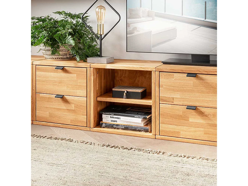 Regalwürfel mit Einlegeboden aus Wildeiche Massivholz 38x38 cm