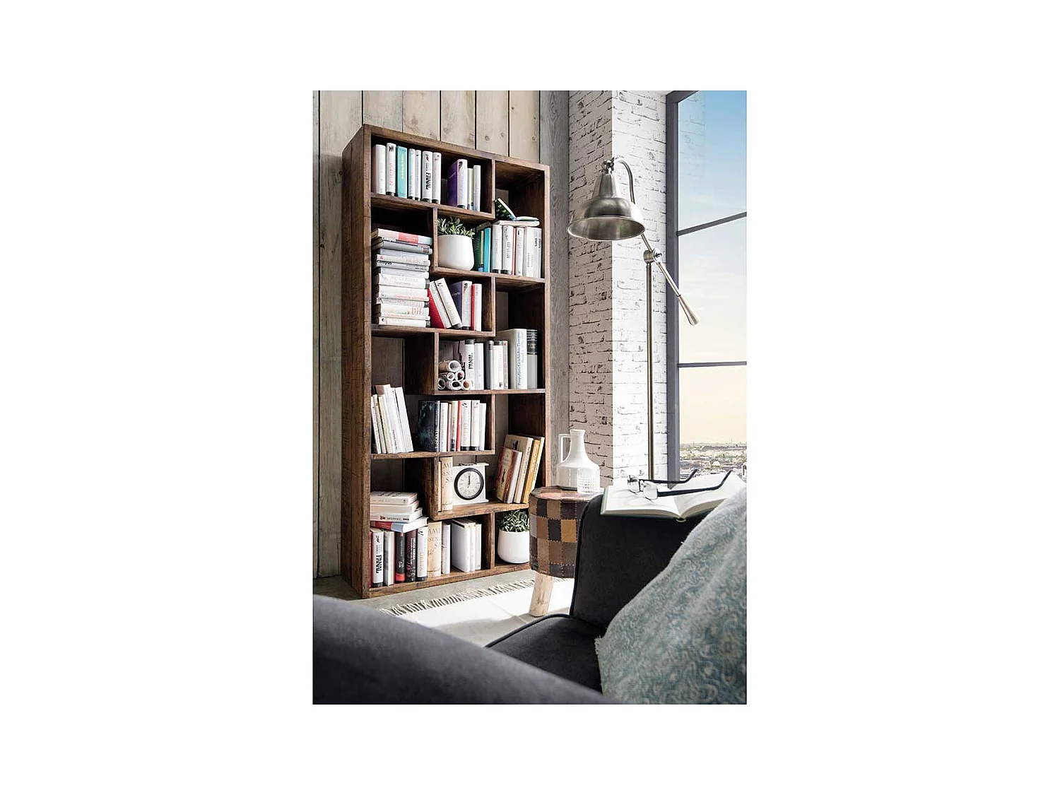 Wohnzimmer Regal aus Akazie und Mangobaum Massivholz sandgestrahlt