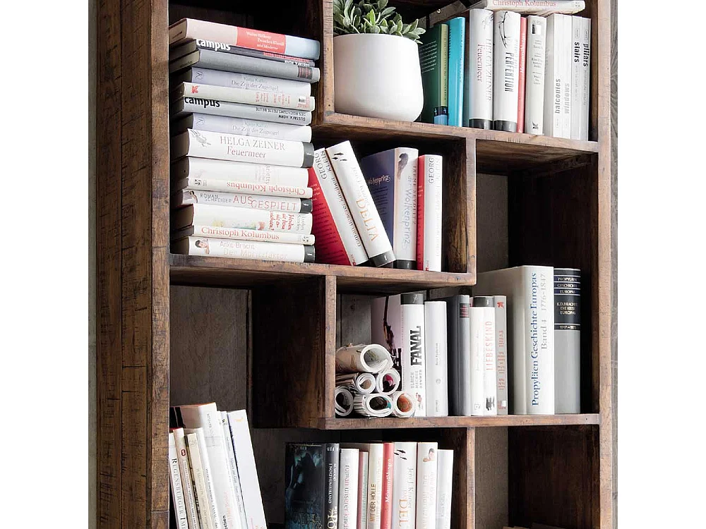 Wohnzimmer Regal aus Akazie und Mangobaum Massivholz sandgestrahlt