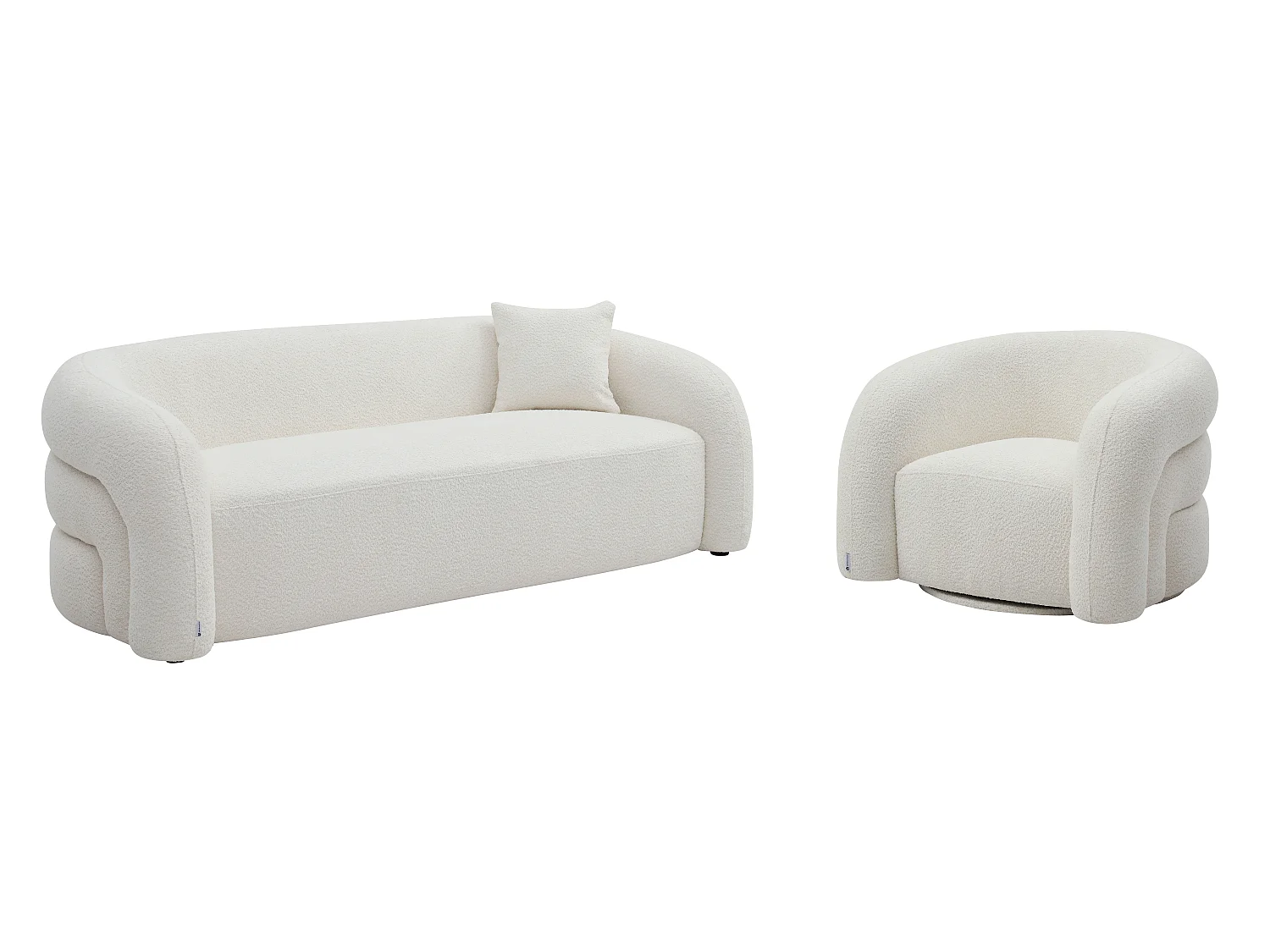Canapé 3 places et fauteuil en tissu bouclette blanc LAPIOTA de Maison Céphy