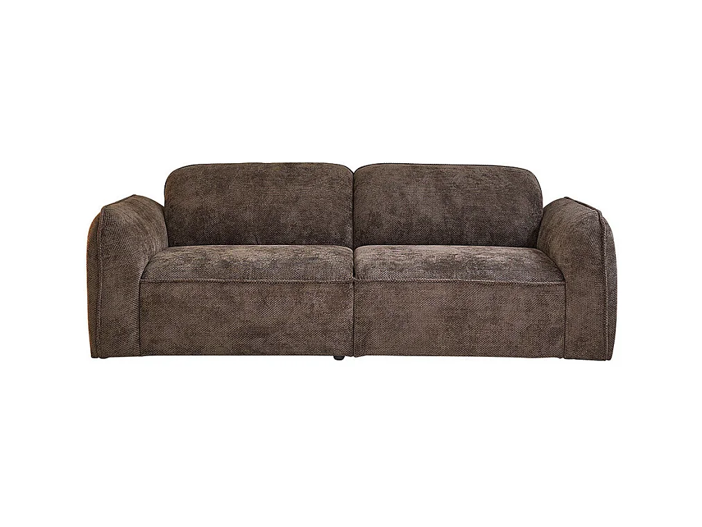 Canapé droit 3 places en velours tressé moka