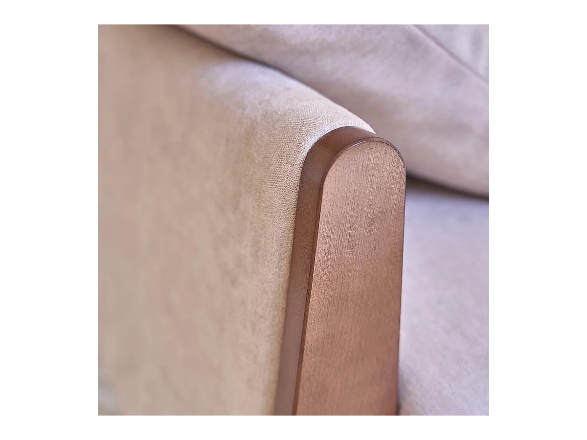 Canapé droit 3 places en bois massif et velours