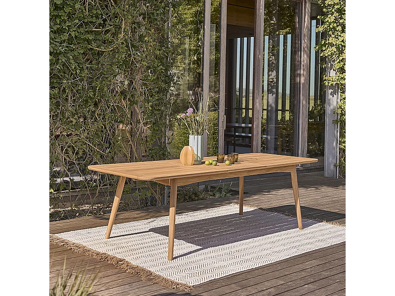 Mesa de jardín extensible de teca maciza para 6/8 personas.