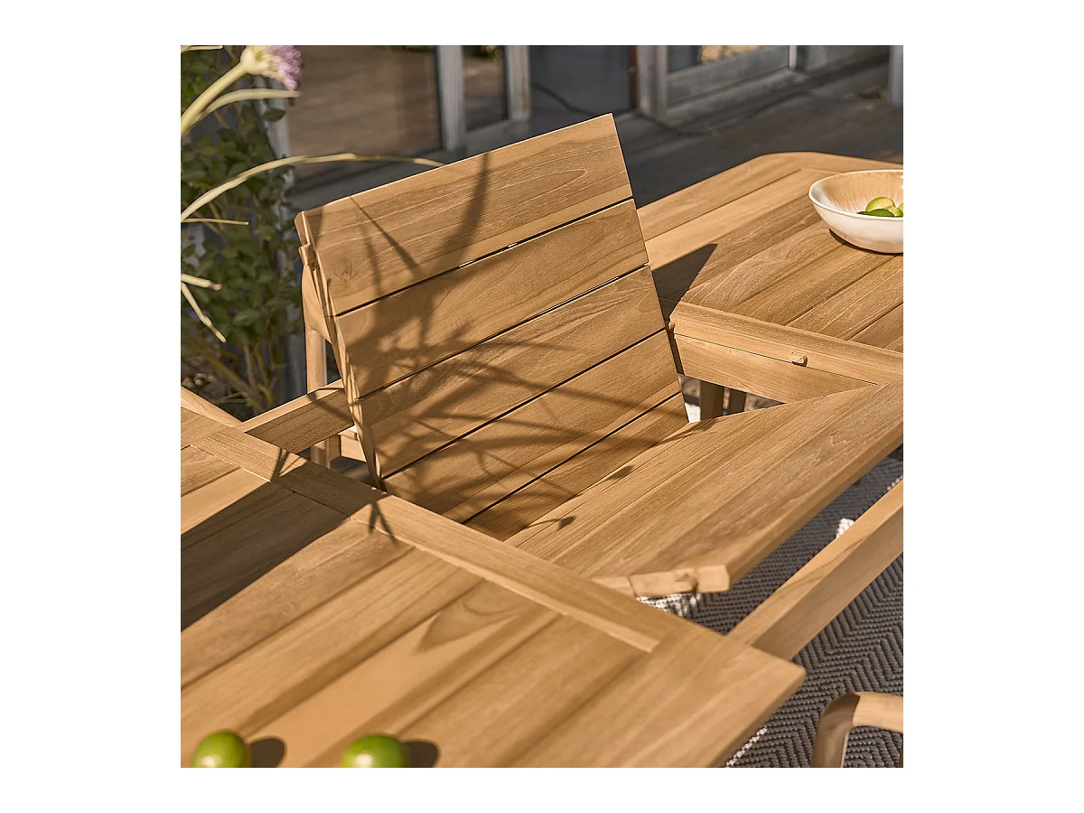 Table de jardin extensible en teck massif 6/8 pers.