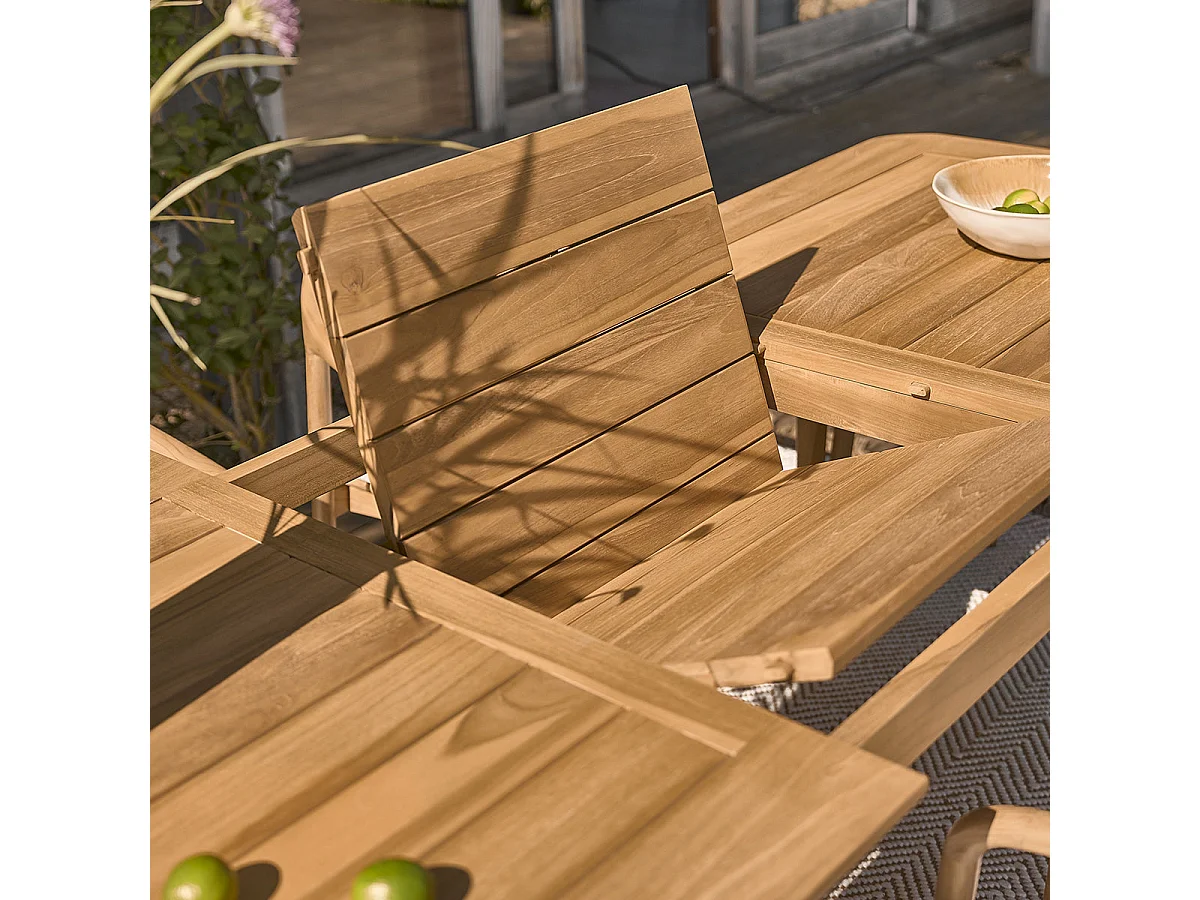 Table de jardin extensible en teck massif 6/8 pers.