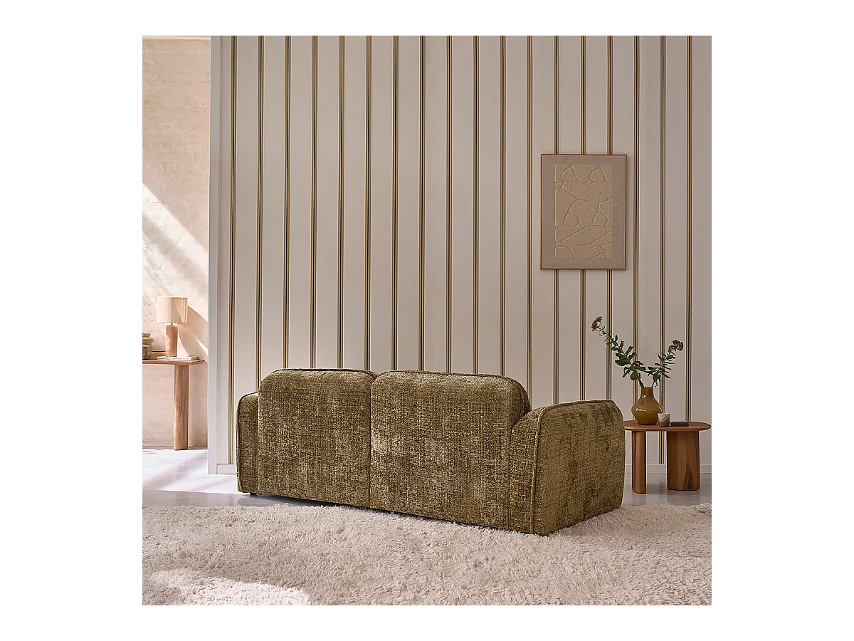 Canapé droit 3 places en velours texturé