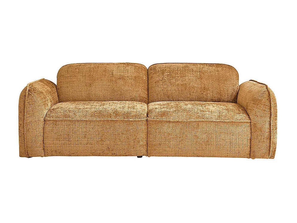 Sofá recto de 3 plazas en terciopelo texturizado ocre