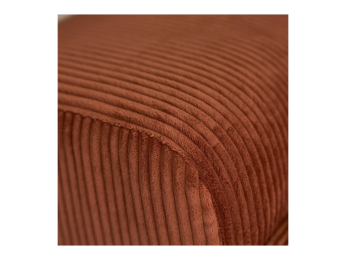 Canapé droit 4 places en velours côtelé terracotta