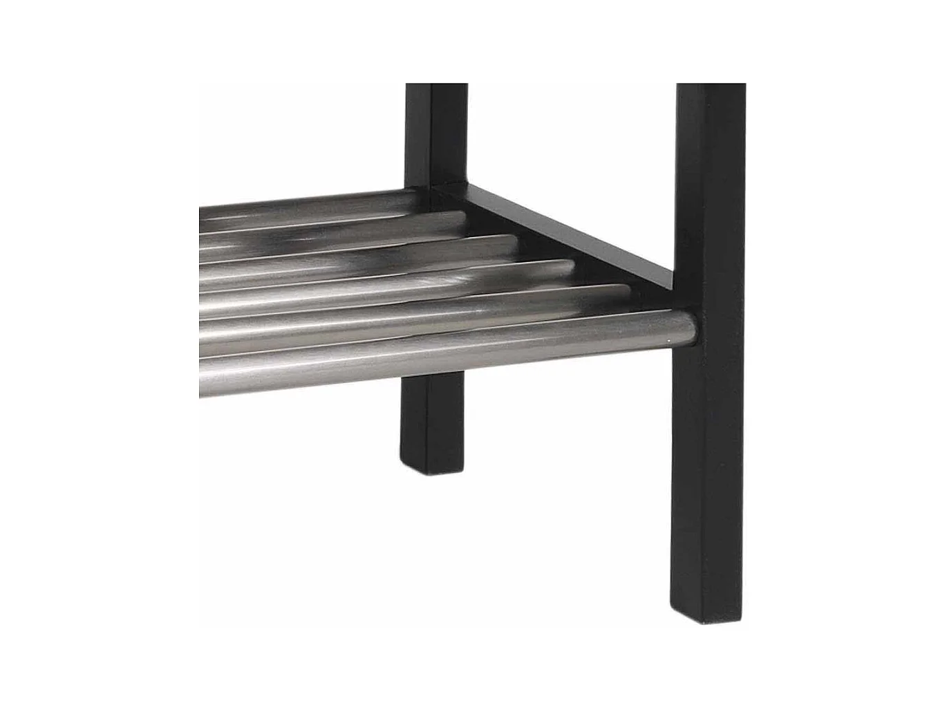 Massivholz Schuhregal in Schwarz Eiche Edelstahl