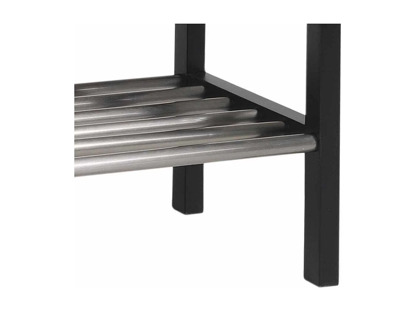 Massivholz Schuhregal in Schwarz Eiche Edelstahl