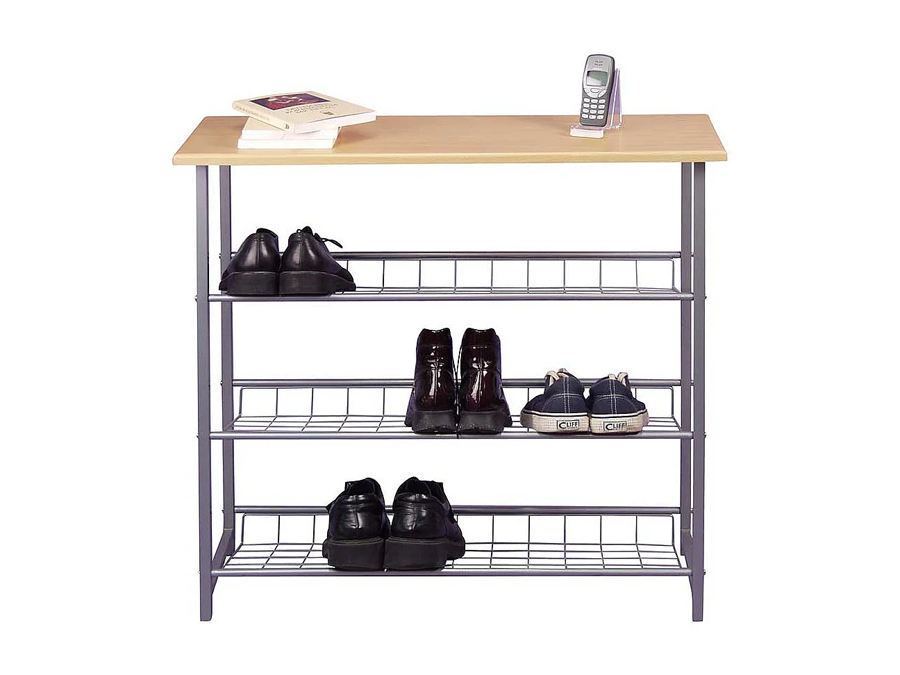 Schuhregal in Grau Buche modern