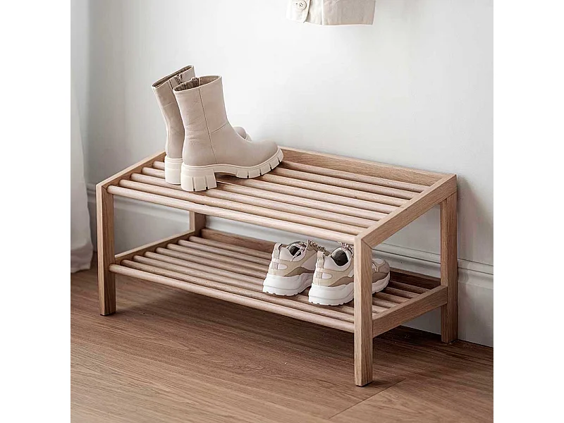 Schuhregal Skandi Holz in Eiche White Wash 80 cm breit