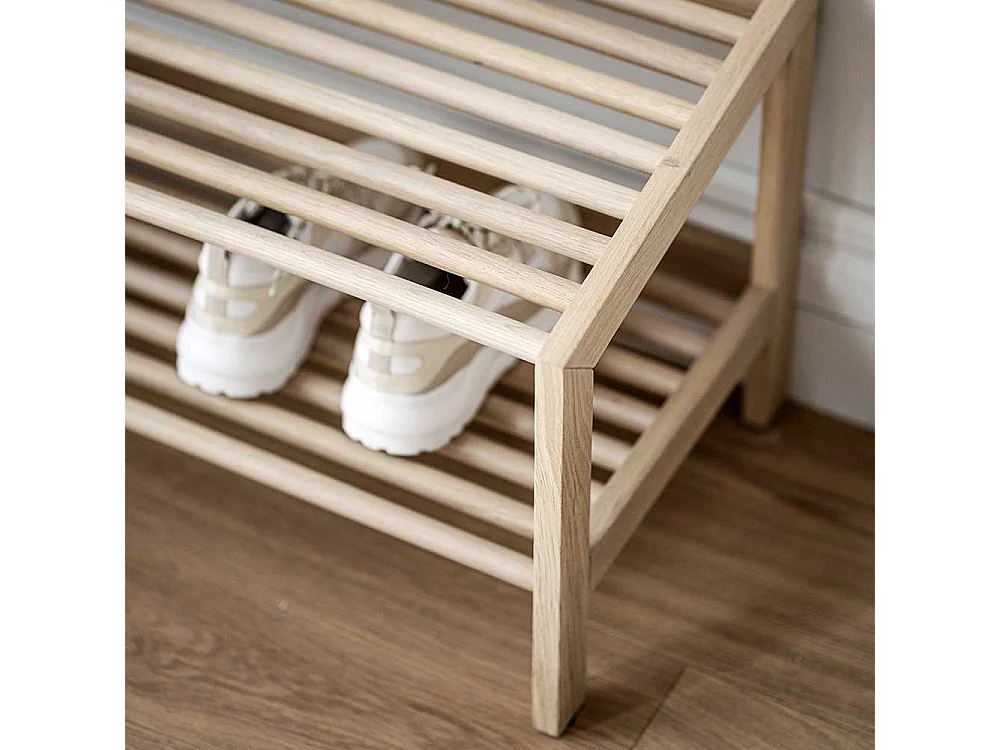 Schuhregal Skandi Holz in Eiche White Wash 80 cm breit