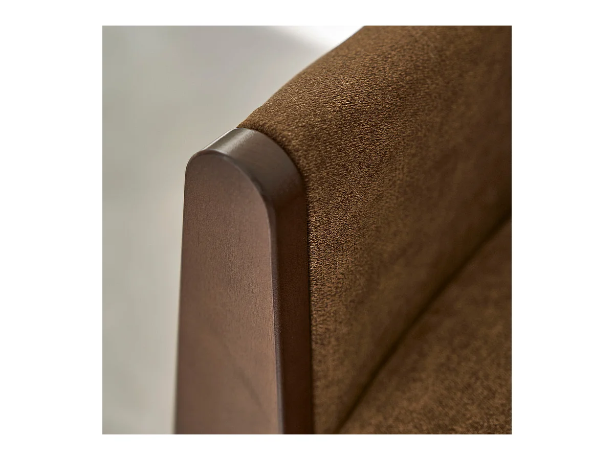 Canapé droit 3 places en bois massif et tissu velours bronze