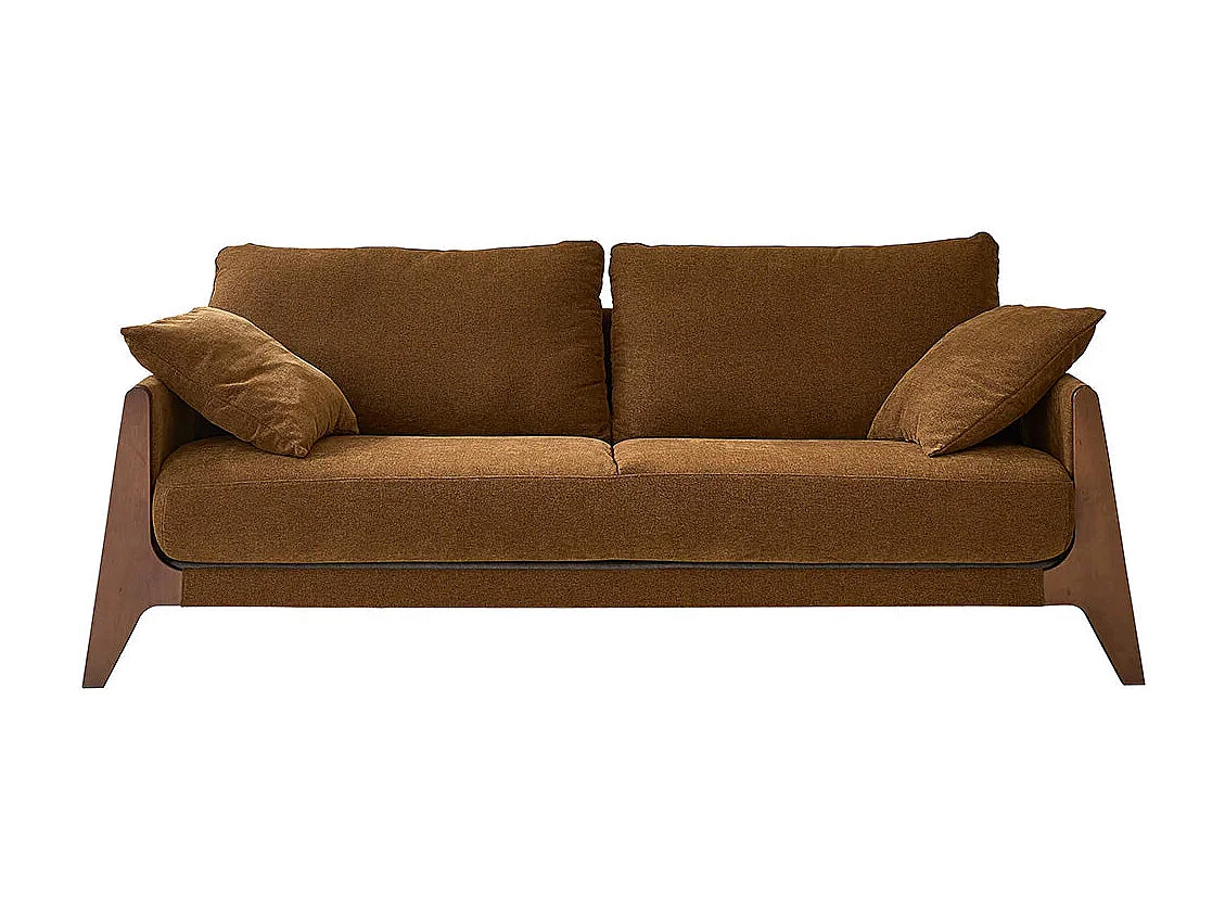 Sofá 4 plazas madera maciza terciopelo bronce