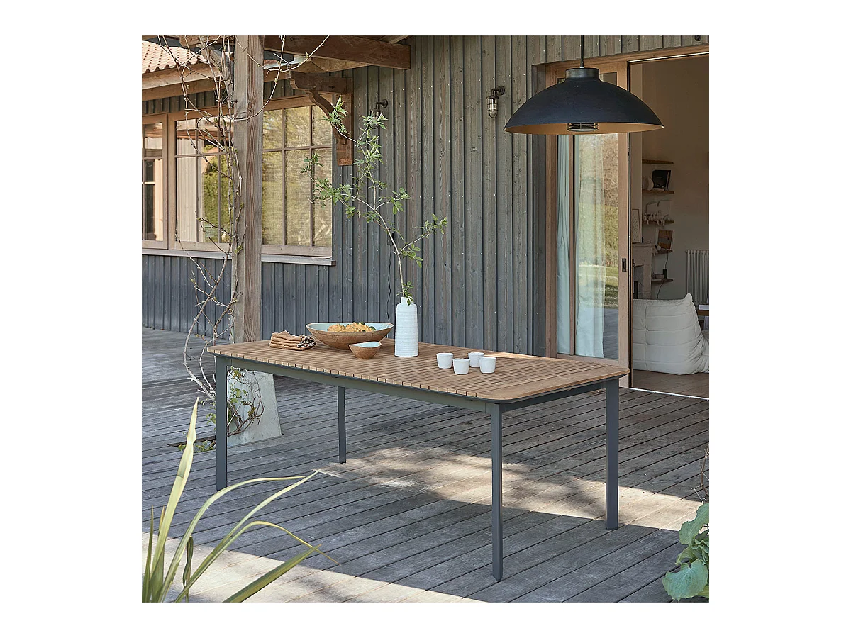 Table en teck massif et aluminium 200cm