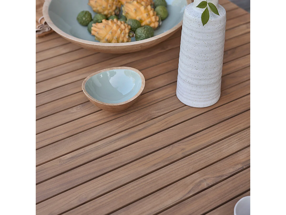 Tavolo da giardino in teak massiccio e alluminio per 6/8 pers.